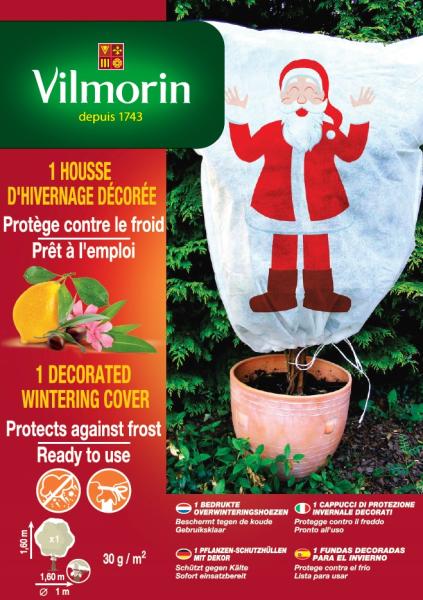Croissance et protection des végétaux - Housse d'hivernage décorée - Père Noël - 1.6 m x 1.6 m - face recto